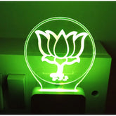 MultiColor acrylic and plastic BJP AC Adapter Night Lamp with laser-engraved 3D illusion design, ideal for living room, bedroom, and various commercial spaces like bars, shops, coffee shops, hotels. Safety material ensures no foul odors or chemical coatings